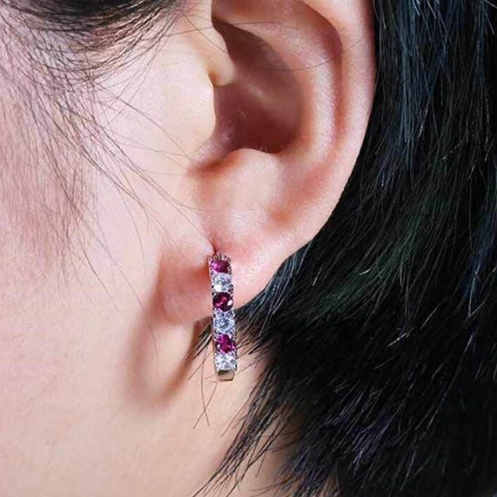 3for$20 NEW 1pair Glamorous Cubic Zirconia Decor Hoop Earrings